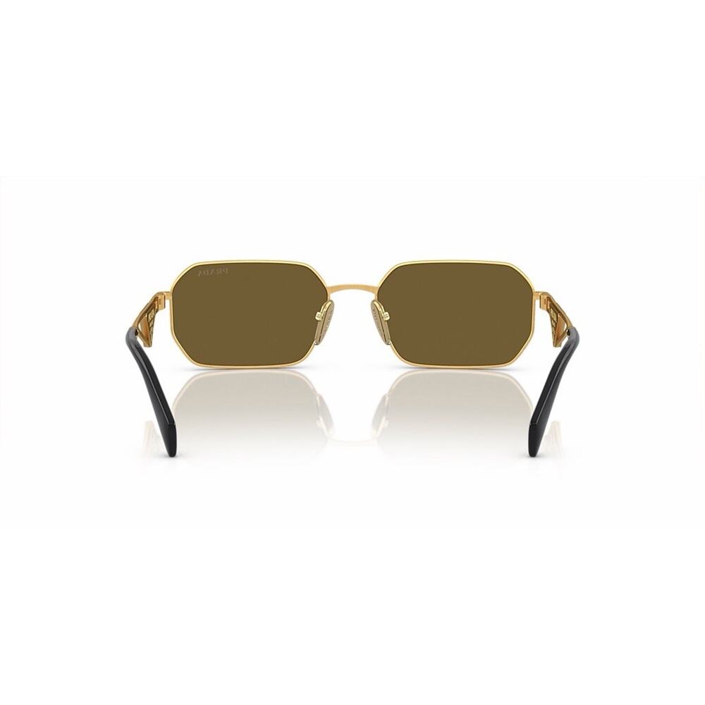 PRADA PR A51S 15N01T Matte Gold Dark Brown Lens Unisex Sunglasses AUTHENTIC - Picture 5 of 9